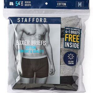 Stafford Men's 5-Pack Cotton Boxer Briefs Black/Gray/White Assorted
